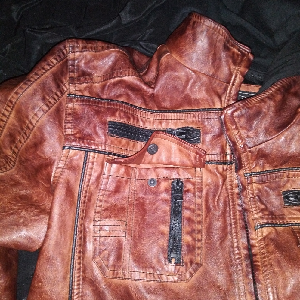 Buckle Black Faux Leather Jacket. - Picture 2 of 10